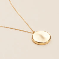 18K Gold Dipped Concave Disc Pendant Necklace