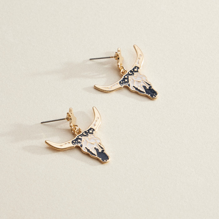 Western Cow Head Earring
