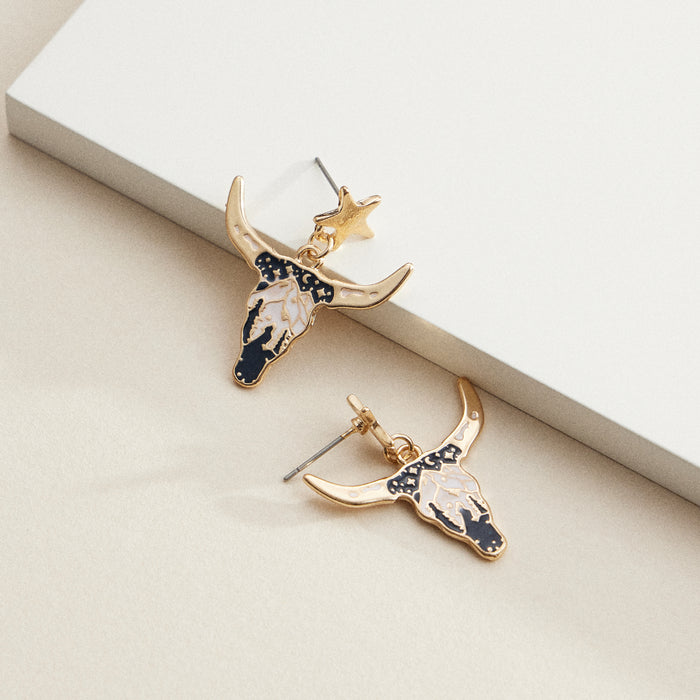 Western Cow Head Earring