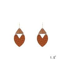 Textured Leather & Wood Earrings