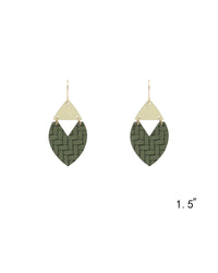 Textured Leather & Wood Earrings