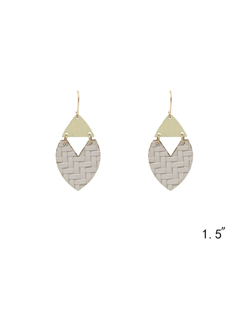 Textured Leather & Wood Earrings