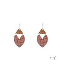 Textured Leather & Wood Earrings