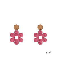 Textured Leather Flower Earrings