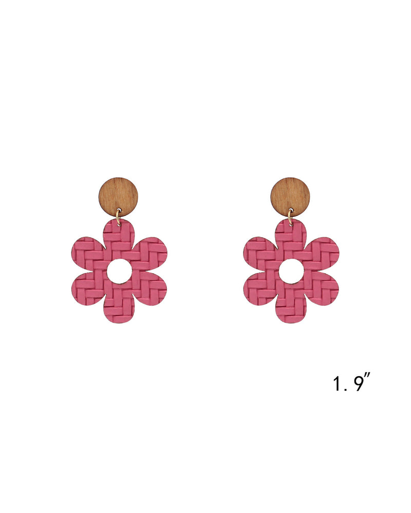 Textured Leather Flower Earrings