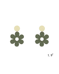 Textured Leather Flower Earrings