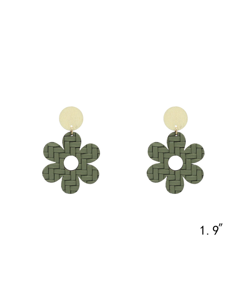 Textured Leather Flower Earrings