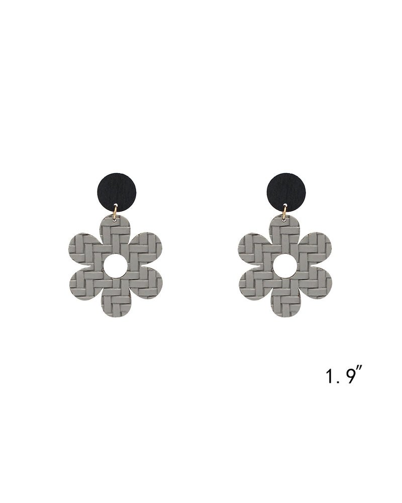 Textured Leather Flower Earrings