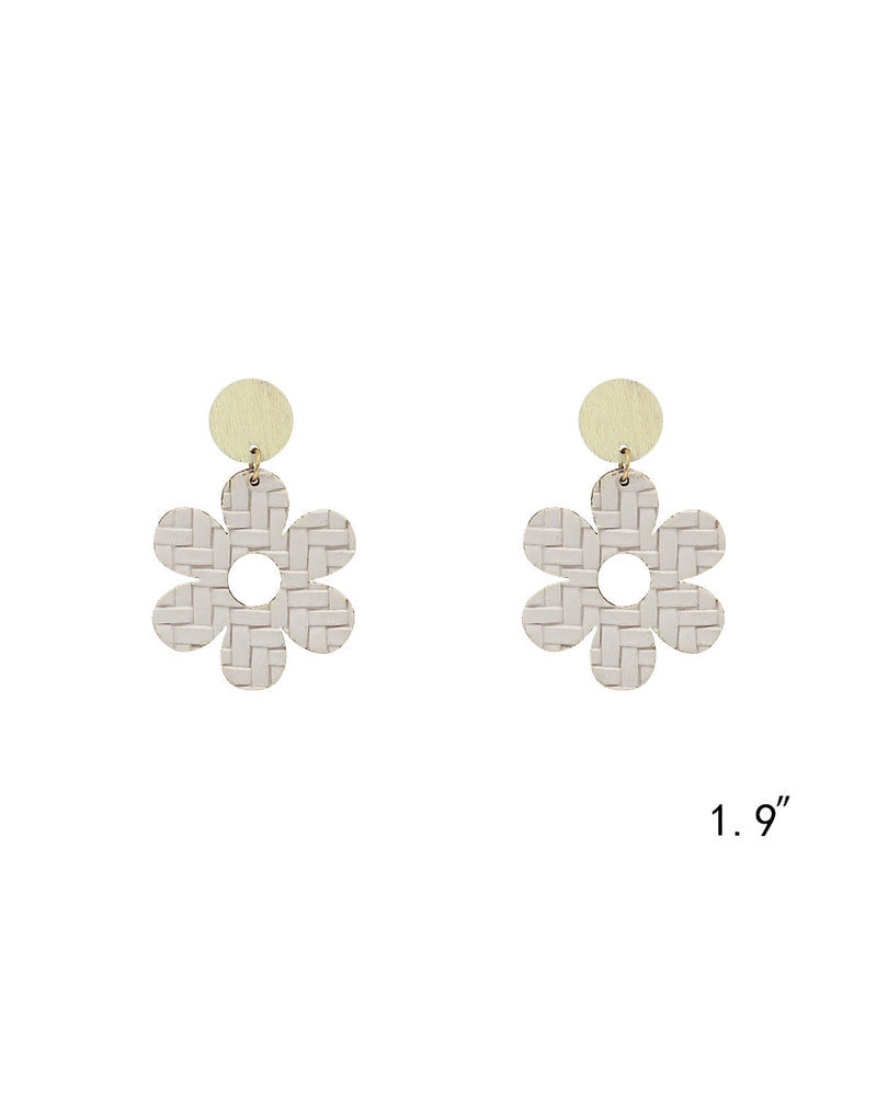 Textured Leather Flower Earrings