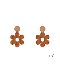 Textured Leather Flower Earrings