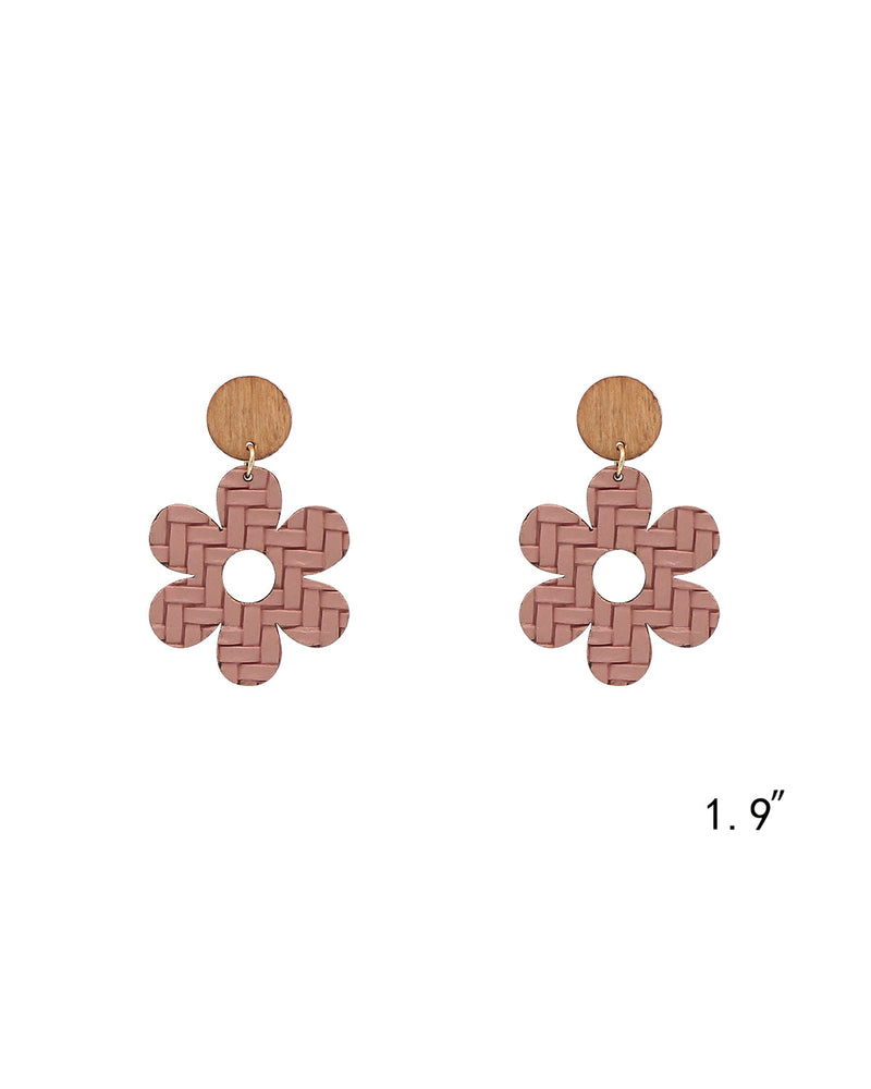 Textured Leather Flower Earrings