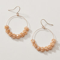 Beaded Crystal Cluster Hoop Earrings – Gold Tone