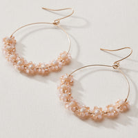 Beaded Crystal Cluster Hoop Earrings – Gold Tone