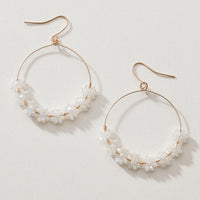 Beaded Crystal Cluster Hoop Earrings – Gold Tone