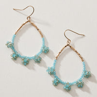 Glass Beaded Teardrop Hoop Earrings