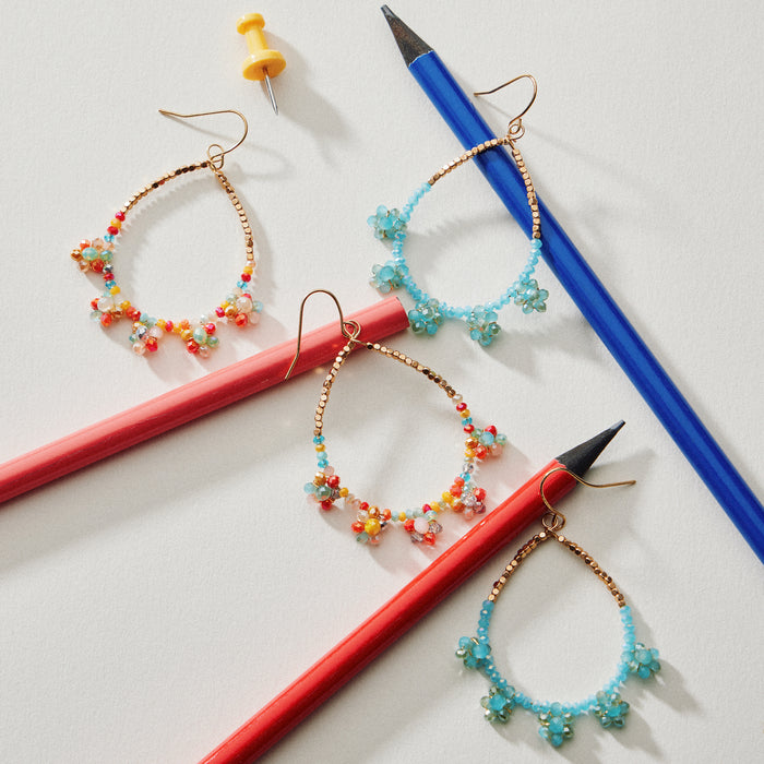 Glass Beaded Teardrop Hoop Earrings