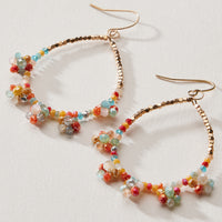 Glass Beaded Teardrop Hoop Earrings