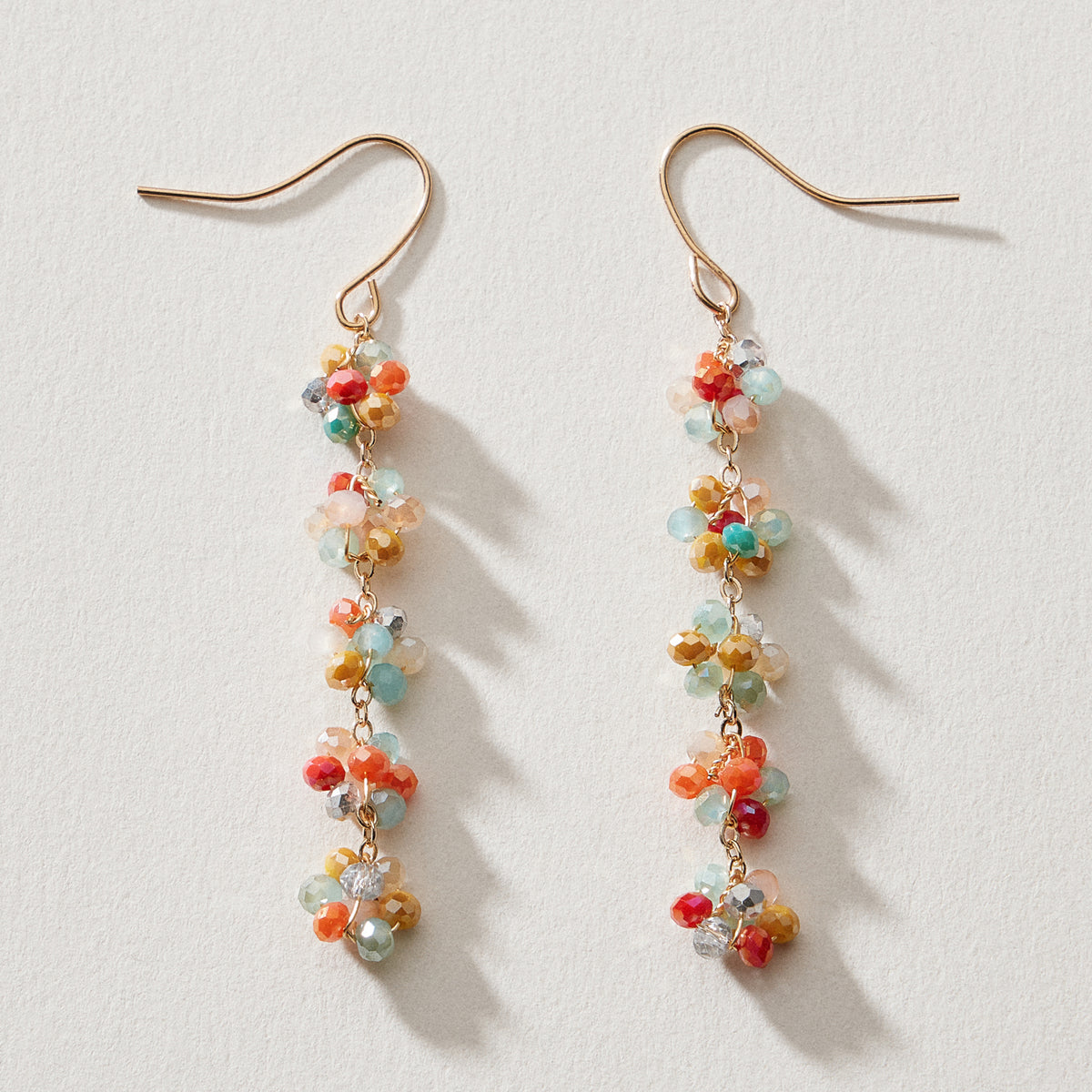 Crystal Cluster Drop Earrings – Beaded Dangle Style