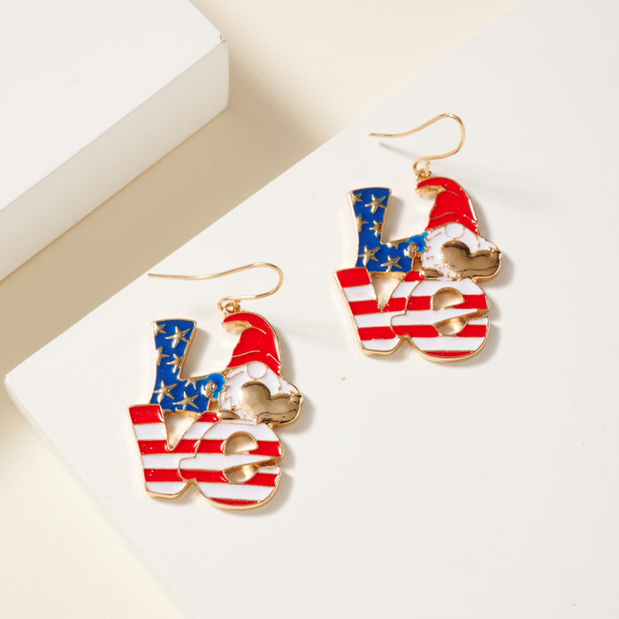 USA Flag Love Dangling Earrings