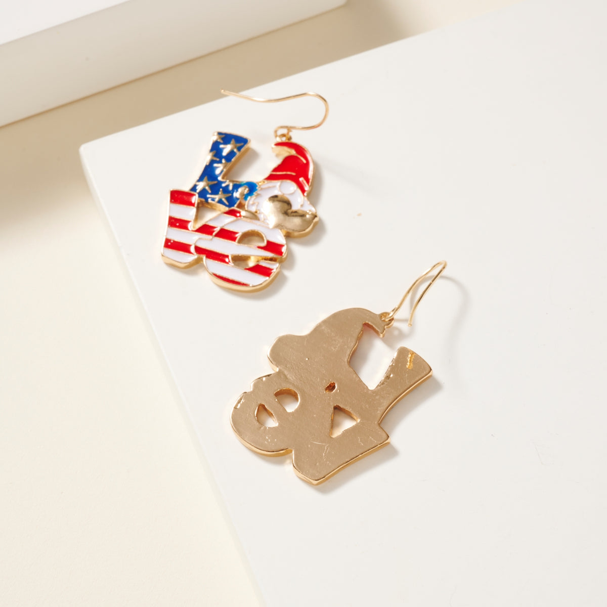 USA Flag Love Dangling Earrings