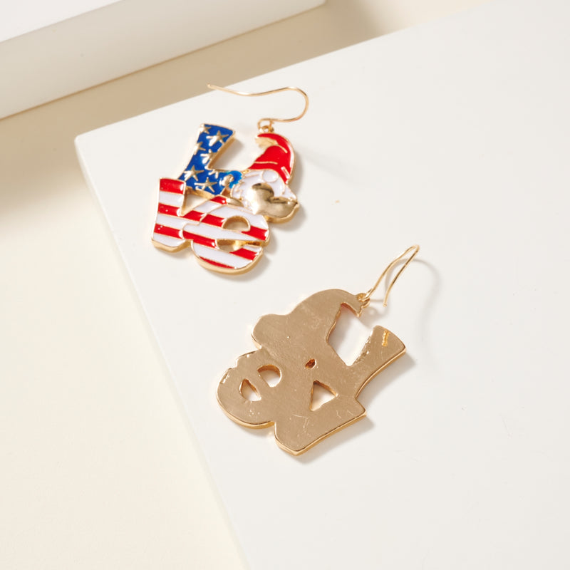 USA Flag Love Dangling Earrings