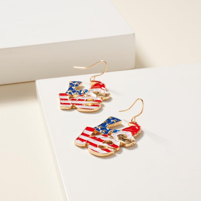USA Flag Love Dangling Earrings