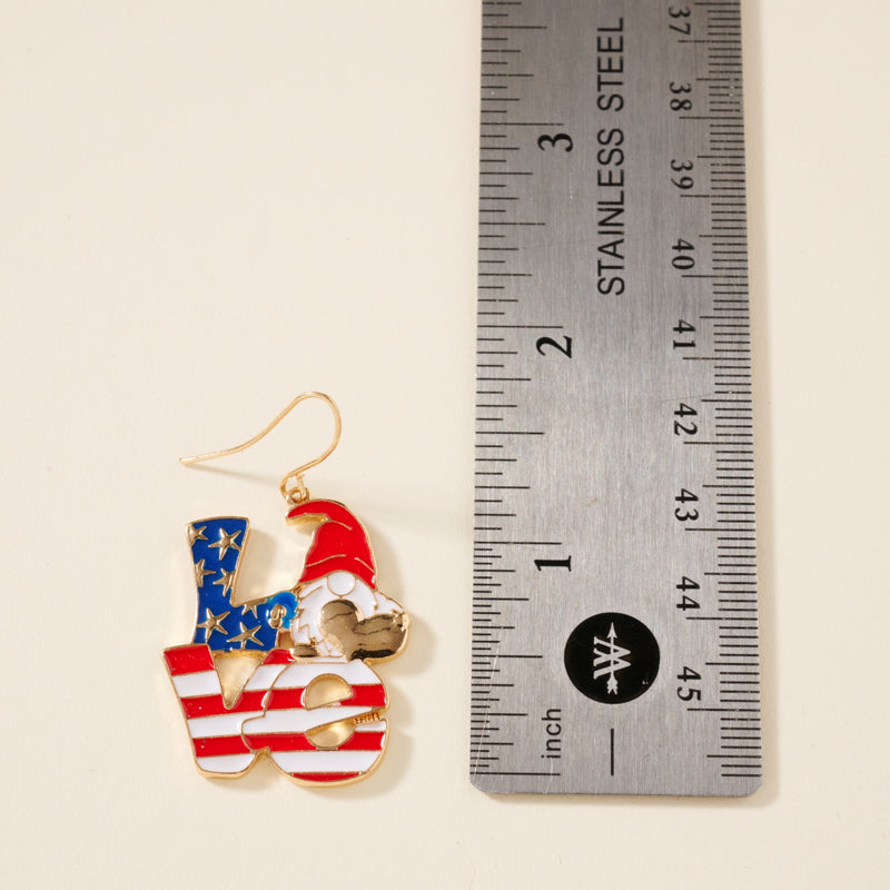 USA Flag Love Dangling Earrings