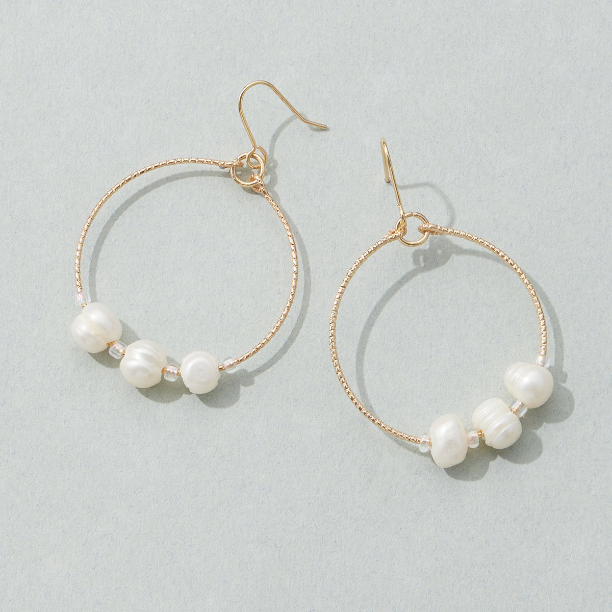 Hoop Earrings with Freshwater Pearls