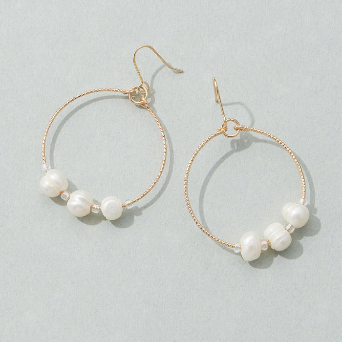 Hoop Earrings with Freshwater Pearls