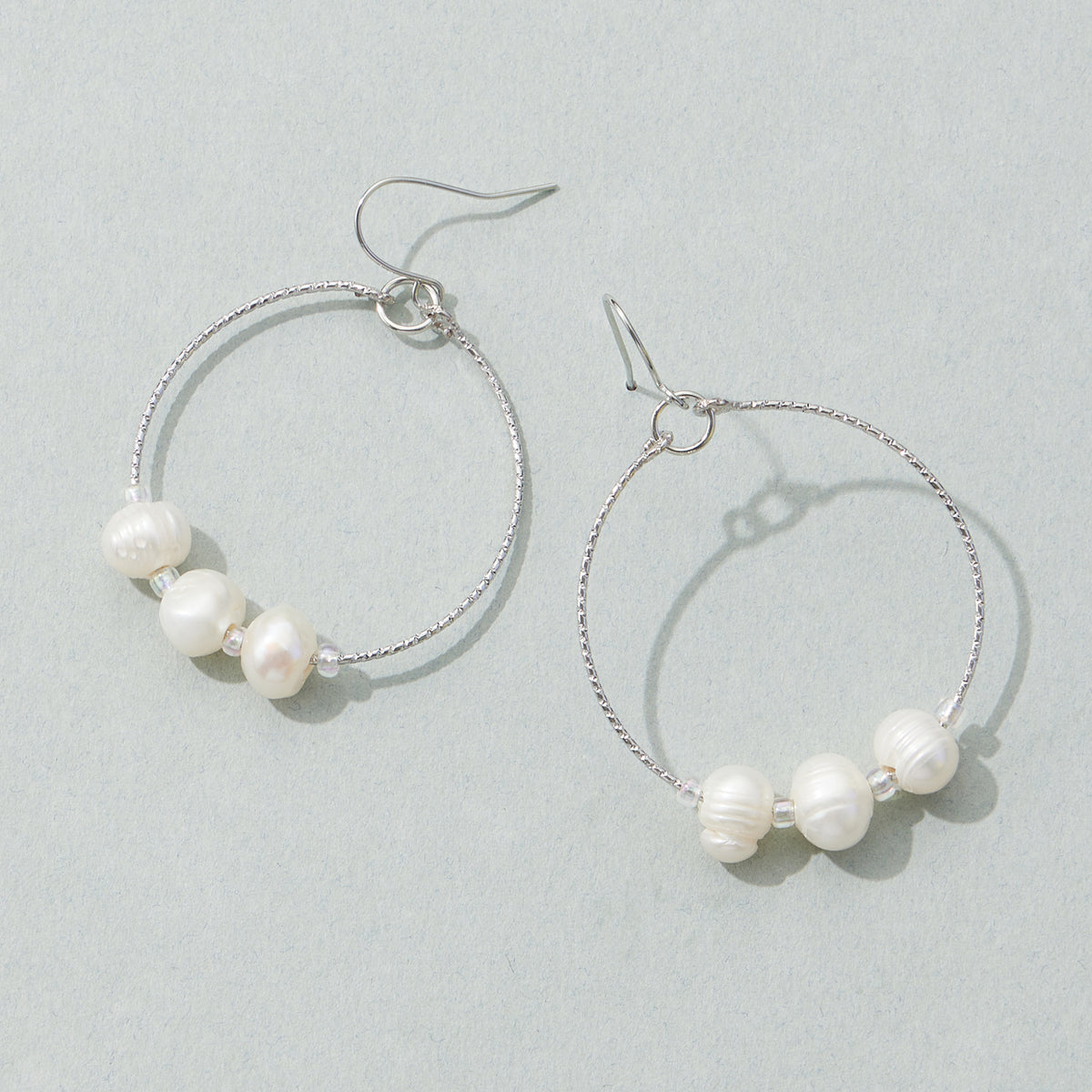 Hoop Earrings with Freshwater Pearls