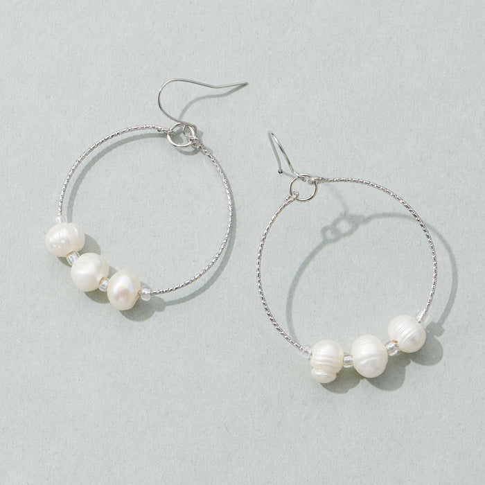 Hoop Earrings with Freshwater Pearls