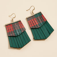 Layered Fringe Earrings with Nordic and Plaid Patterns