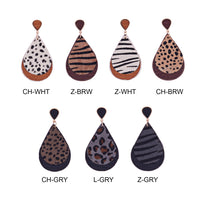 Genuine Leather & Calf Skin Teardrop Earrings