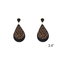 Genuine Leather & Calf Skin Teardrop Earrings
