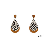 Genuine Leather & Calf Skin Teardrop Earrings