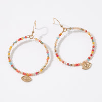 Glass Beads Earrings with Evil Eye Charm