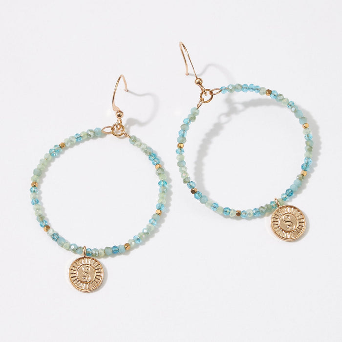 Beads Earrings with Ying Yang Charm