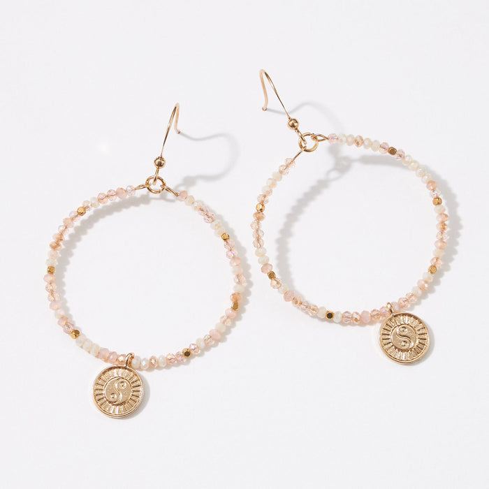 Beads Earrings with Ying Yang Charm