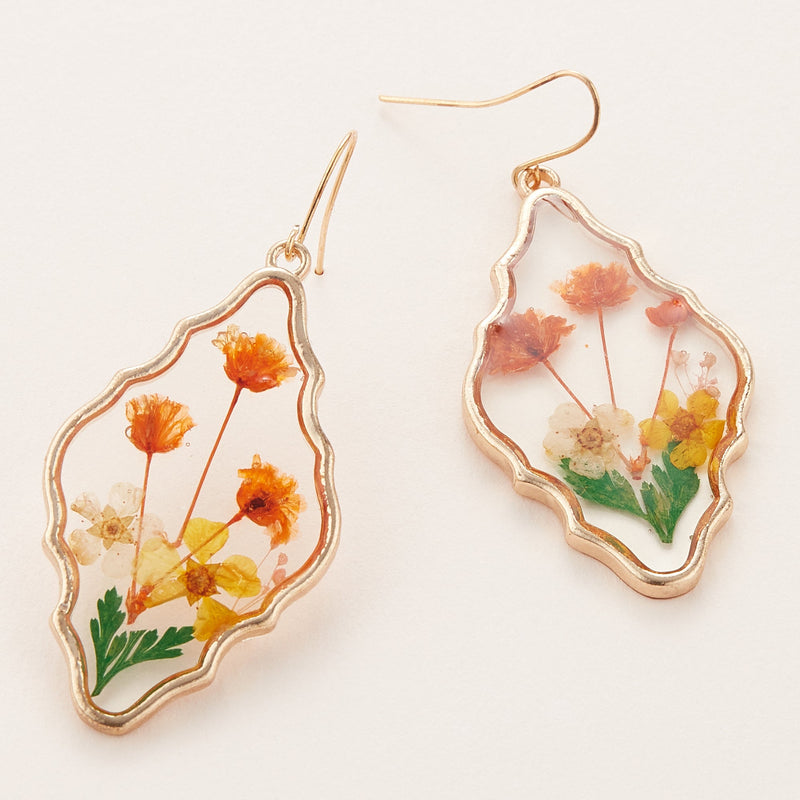 Bold Pressed Flower Dangle Earrings