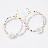 Flower Shell with Pearl Beads Earrings