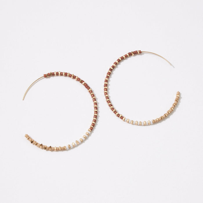 Seed Beads and Metal Mixed Hoop Earrings