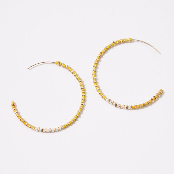 Seed Beads and Metal Mixed Hoop Earrings