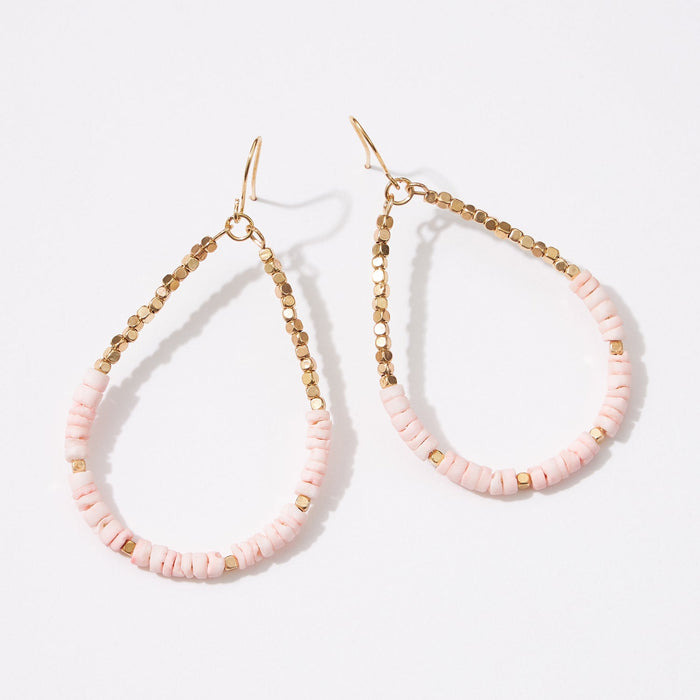 Shell Beads Oval Shaped Dangling Earrings