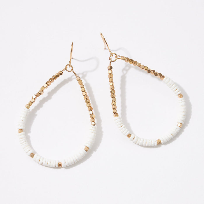 Shell Beads Oval Shaped Dangling Earrings