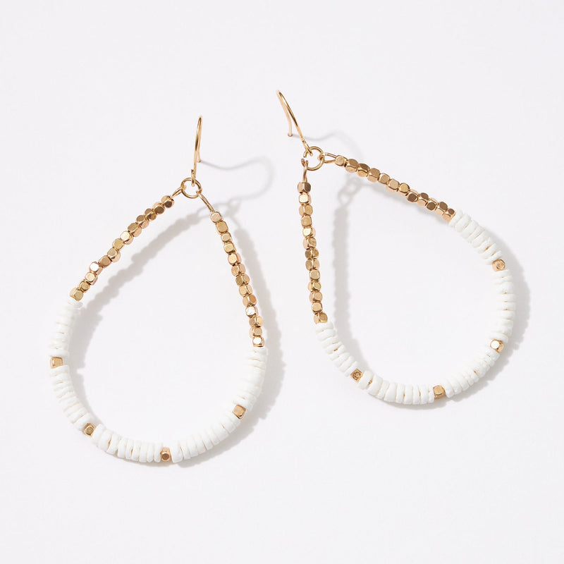 Shell Beads Oval Shaped Dangling Earrings