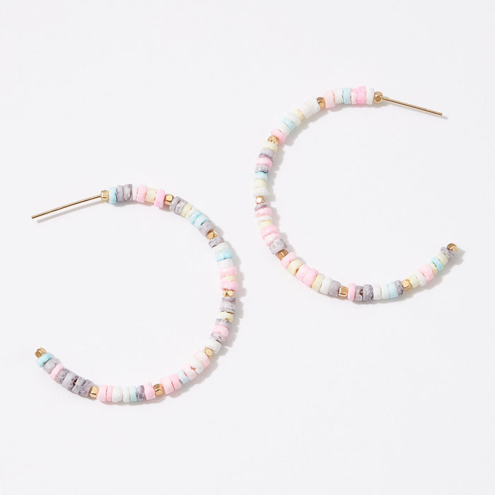 Heishe Shell Hoop Earring