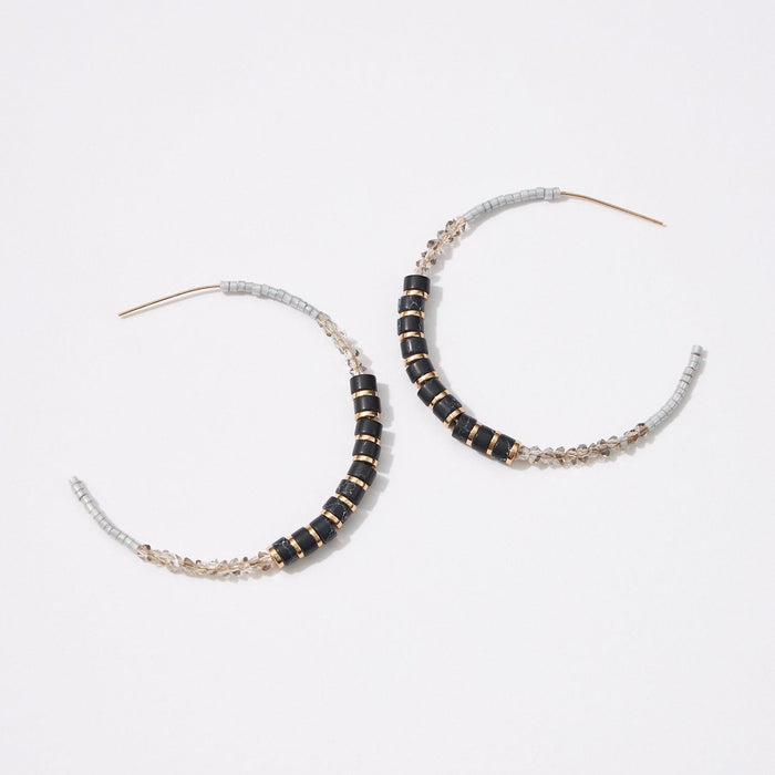 Natural Stone and Beads Mixed Hoop Earrings