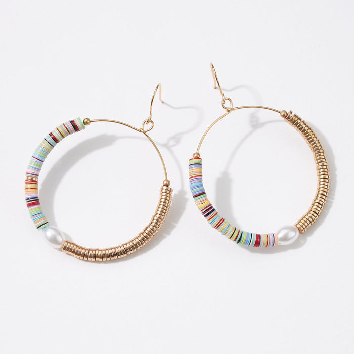 Multi Material Heish Block Dangling Earrings