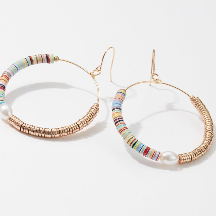 Multi Material Heish Block Dangling Earrings