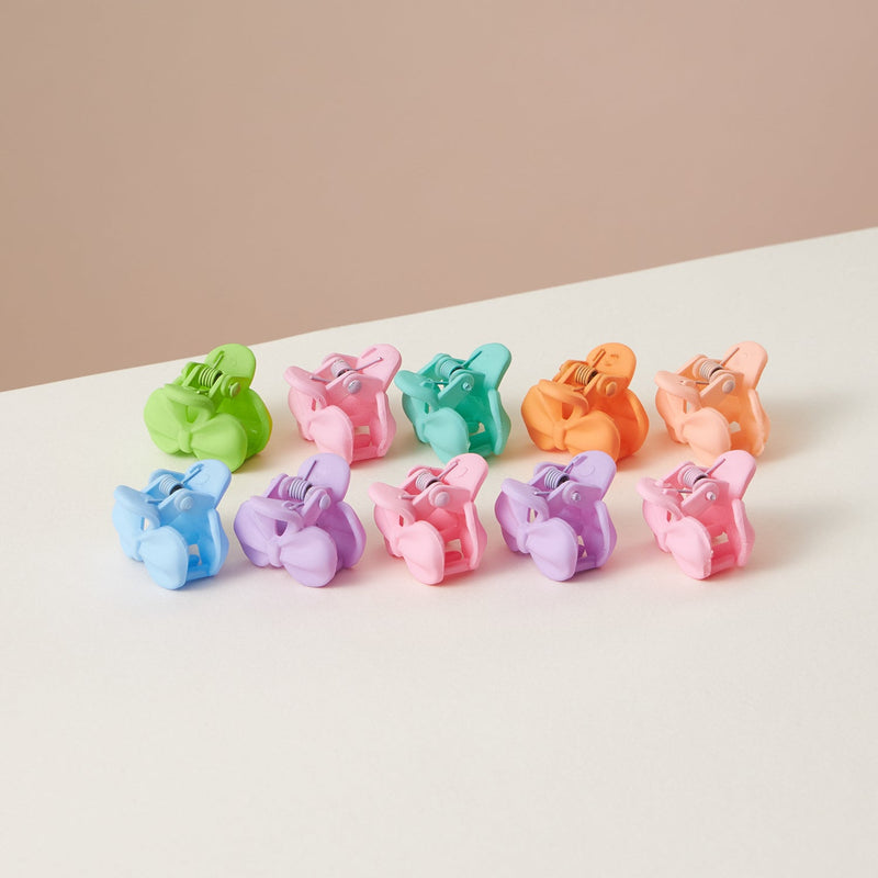 10 Pcs Ribbon Rubber Coated Mini Claw Hair Clips
